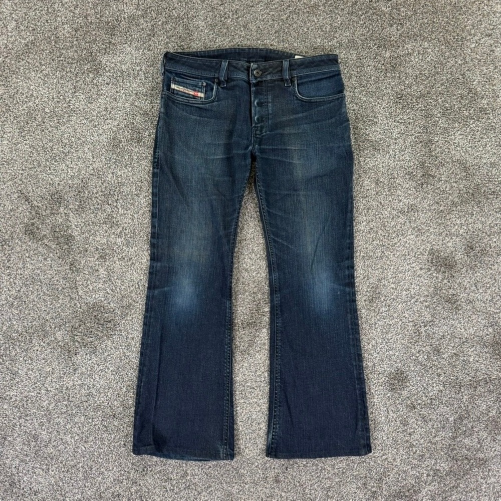 Diesel Zathan Bootcut Jeans Mens 30x30 Dark Wash 008AA Stretch Italy Made Repair